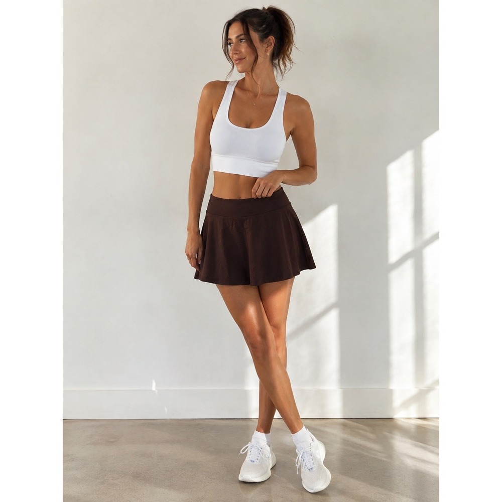OFFLINE by Aerie Real Me Xtra Skort Espresso Brown Athletic Tennis Skirt Small